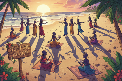 📍🌊 Beach → shadow healing, sunset gatherings